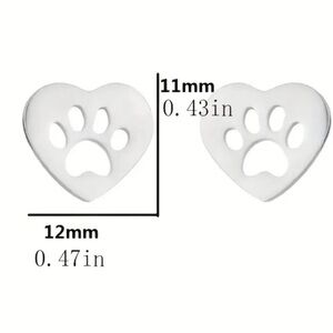 NWT Stainless Steel Paw Print Heart Earrings